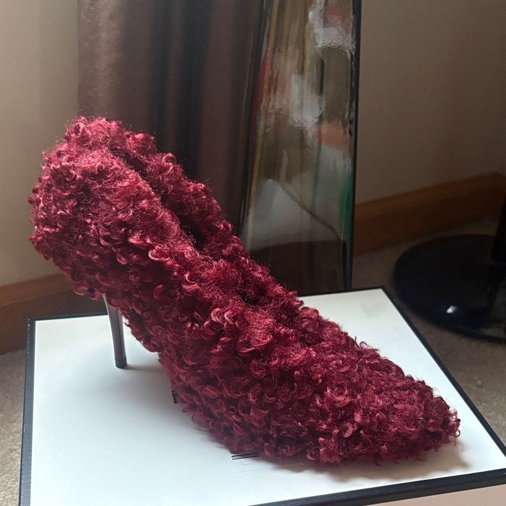 Burgundy Fur Heels - Picture 2 of 5
